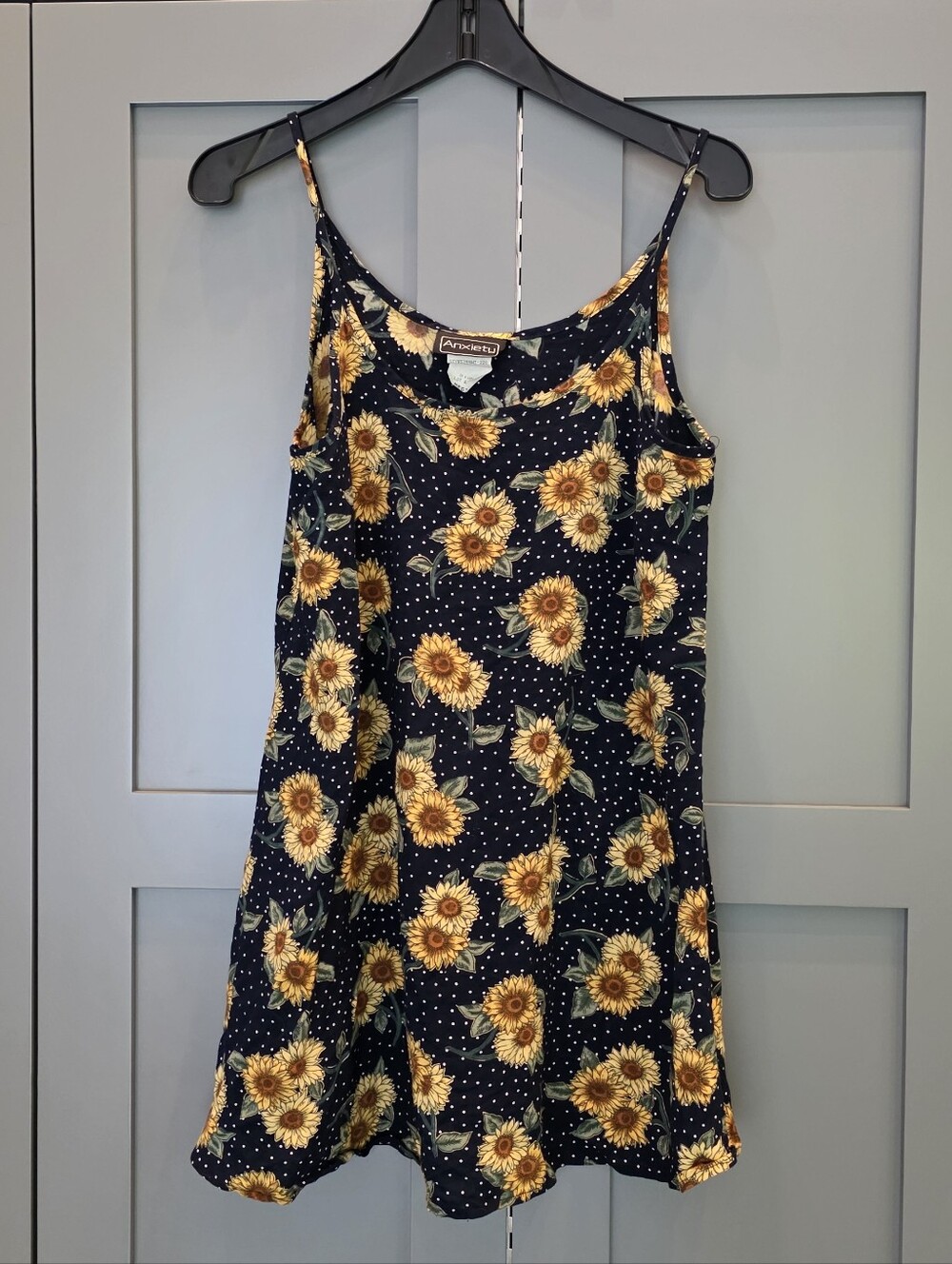Vintage 90s Y2K Sunflower Sun Dress Sleeveless Mini Dress Friends Phoebe Medium
